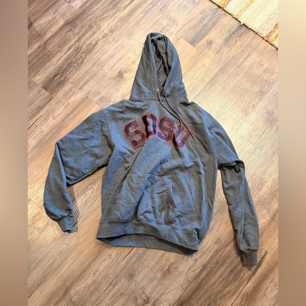 Champion Gray Hoodie with SDSU lettering